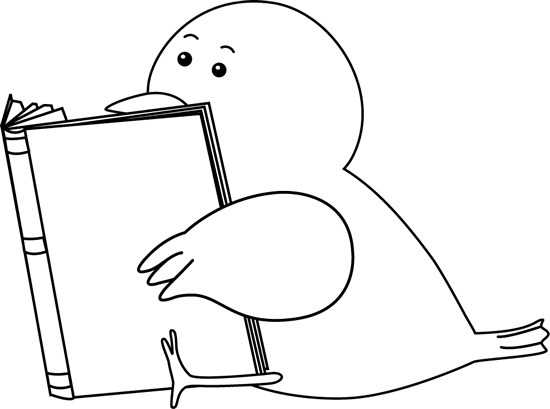 Black And White Bird Reading A Book - Bird Reading A Book (550x409)