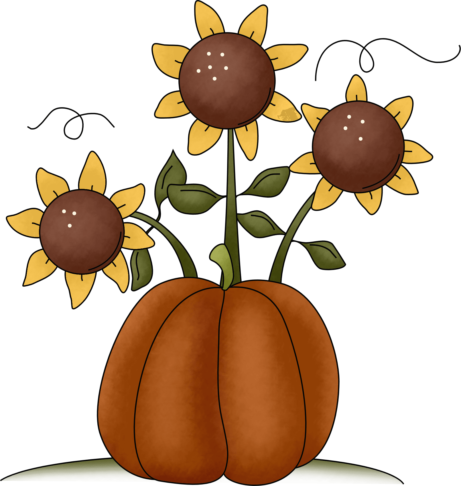 Thanksgiving Pictures Clipart - Sunflowers & Pumpkin Embroidery Design (1610x1696)