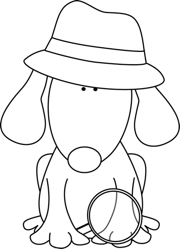 Black And White Detective Dog - Outline Of Detective (362x500)