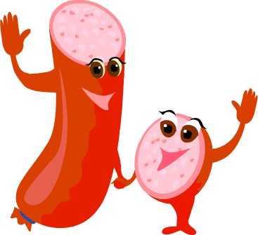Sausage Meat Clip Art - Sausage Cartoon Clipart (367x335)