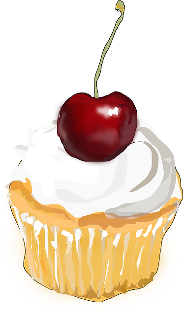 Cupcake, Tartlet, Cherry, Whipped Cream - Clipart Of Cupcakes Transparent (372x640)
