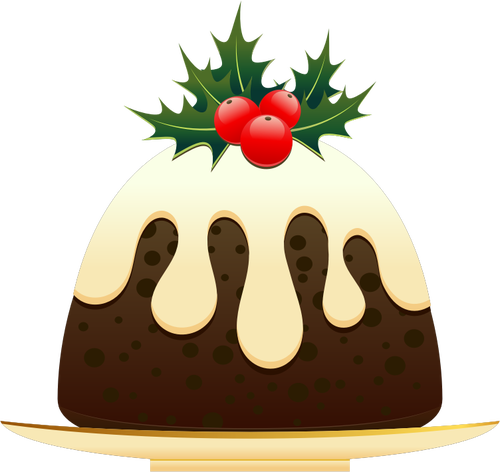 Christmas Pudding Clipart Christmas Pudding With Mistletoe - Clip Art Christmas Pudding (500x472)
