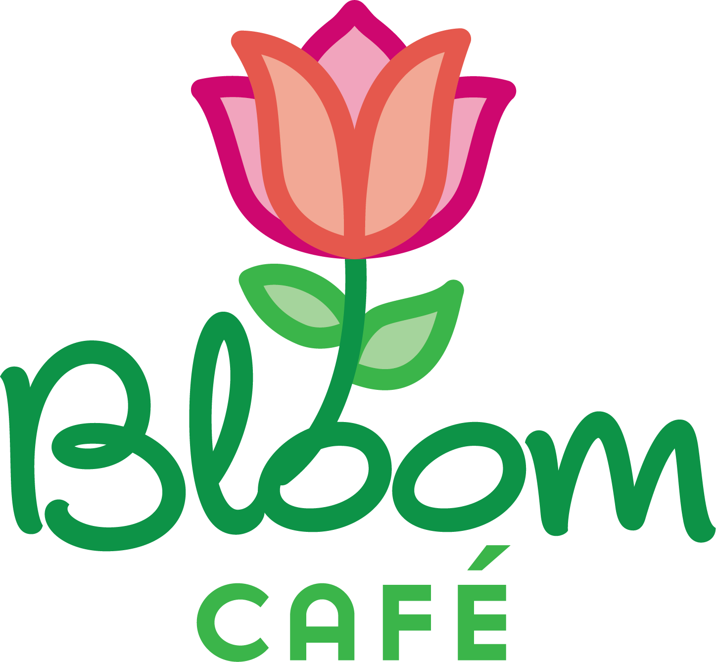 Script “bloom” With A Flower Growing Out Of It - Bloom Cafe (1447x1338)