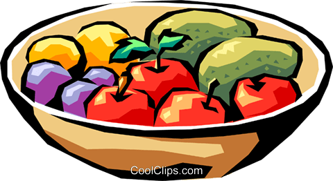 Fruit Bowl Royalty Free Vector Clip Art Illustration - Fruits And Vegetables Clip Art (480x262)