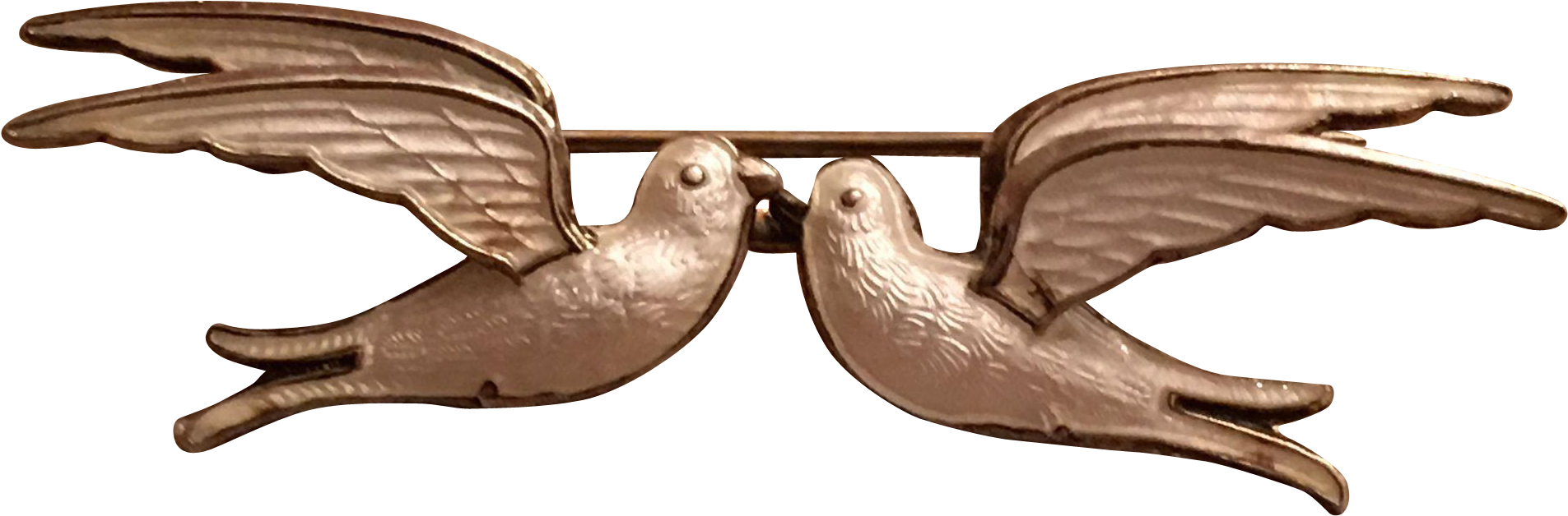 Vintage Bernard Meldahl White Enamel Facing Doves Bird - European Swallow (1904x1904)