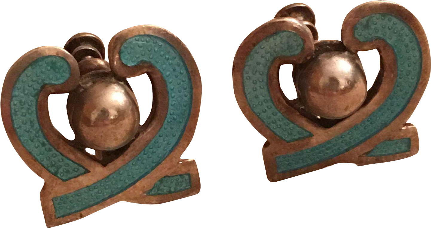 Vintage Margot De Taxco Blue Enamel Sterling Silver - Earrings (1441x1441)