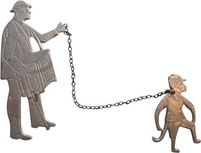 Art Deco Chatelaine Brooch Organ Grinder Monkey Vintage - Art Deco (689x689)