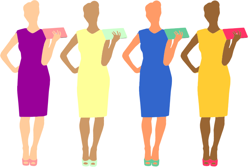 Clipart Four Colorful Women - Fashion Designing Class Room (1113x750)