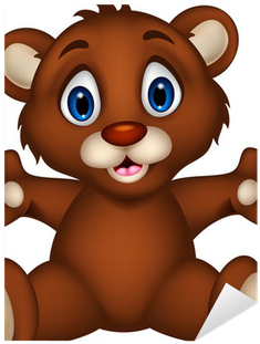 Cute Baby Brown Bear Cartoon Posing Sticker • Pixers® - Baby Bear Cub Cartoon (400x400)