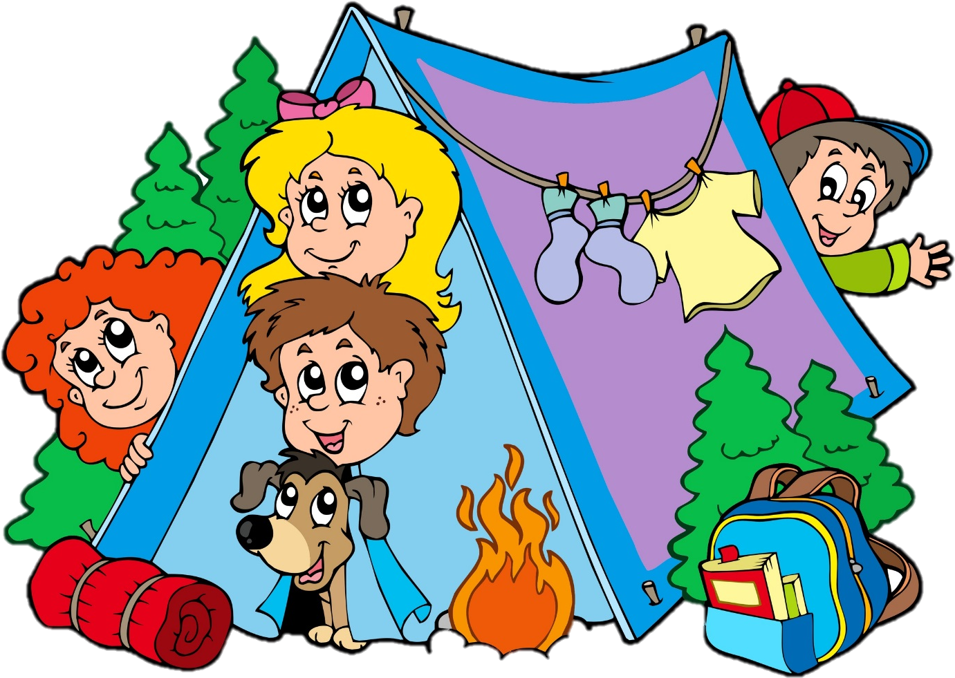 Camping Campsite Tent Family Clip Art - Kids Camping Clipart (1429x1057)