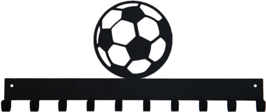 Soccer Ball Black 10 Hook Medal Display Hanger For - Clothes Hanger (560x224)