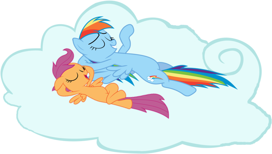 Rainbow And Scoot Chillin' By Scootaloo24 On Deviantart - Cartoon (1024x550)