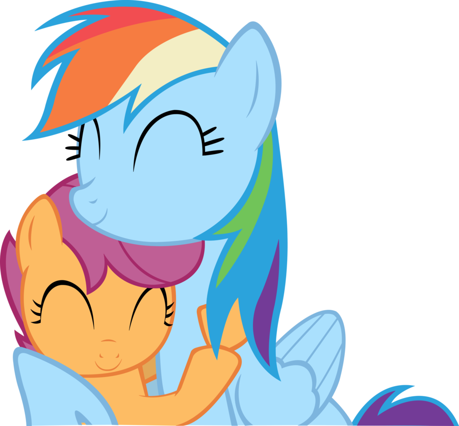 Dash And Scoot Hug Vector By Artpwny - Rainbow Dash Sitting (900x836)