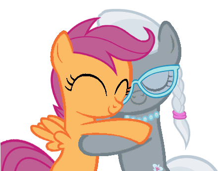 Scoot And Silver Hug By Scootaloo24 - Cartoon (477x348)