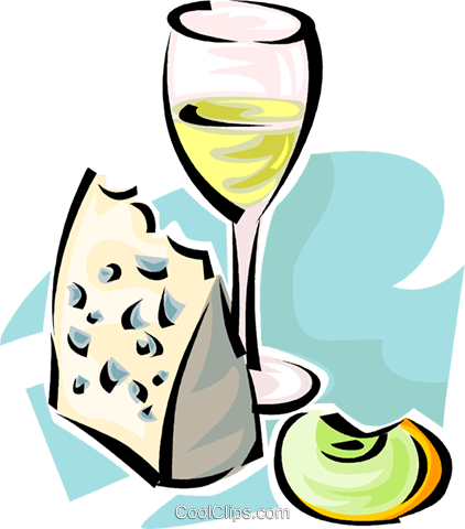 Wine And Cheese Royalty Free Vector Clip Art Illustration - Wine And Cheese Clip Art (422x480)