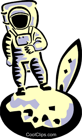 Astronaut On The Moon Royalty Free Vector Clip Art - Clip Art (283x480)