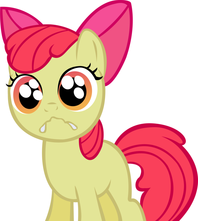 Apple Bloom Applejack Sweetie Belle Sadness - Apple Bloom Sad Face (662x740)