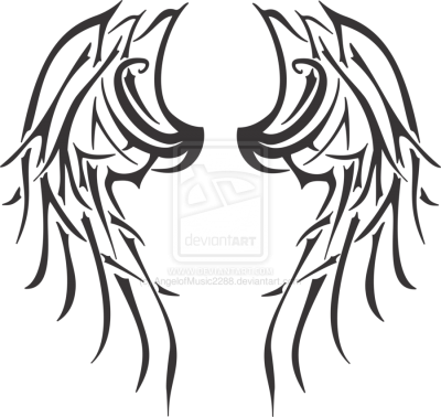 Tribal Wings Tattoos Png Png Images - Angel Wings Tattoo Tribal (400x378)