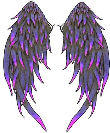 Angel Wings Tattoos High Quality Png Png Images - Colorful Angel Wings Png (350x424)
