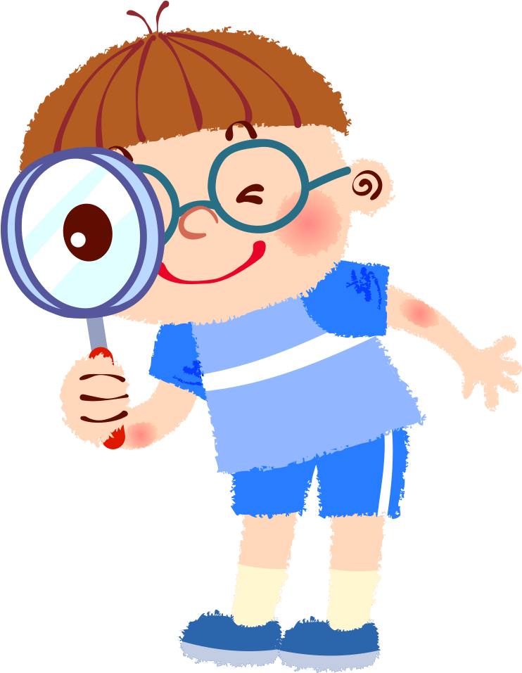 Magnifying Glass Illustration - Boy Maqgnifying Glass Png (1000x1000)