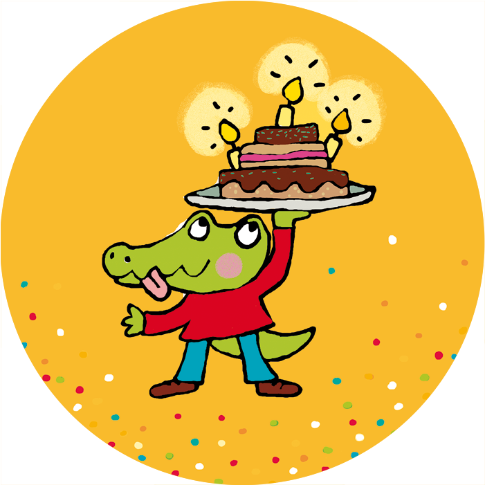 Carole Wey Round Postcard "le Croco Au Gâteau D - Cartoon (800x1037)