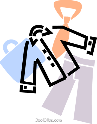 Dress Coat Pants And Briefcase Royalty Free Vector - Illustration (373x480)