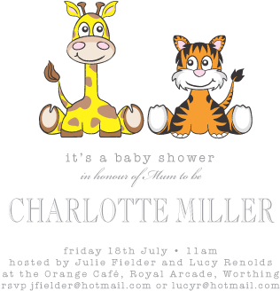 Template For The Giraffe & Tiger Baby Shower Invitations - Animal (419x419)