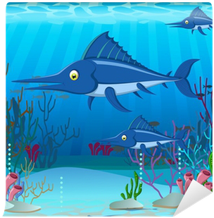 Fotomural Dibujos Animados Marlin Con Mar De Fondo - Cartoon (400x400)