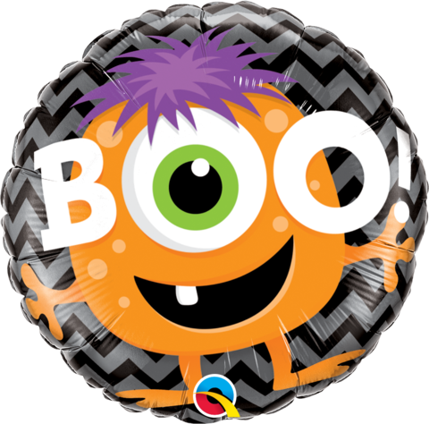 Qualatex 18" Foil Balloon Boo Monster Chevron Deisgn - Monster Bash Balloon (480x474)
