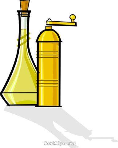 Salad Oil And Pepper Grinder Royalty Free Vector Clip - Salad Oil And Pepper Grinder Royalty Free Vector Clip (384x480)