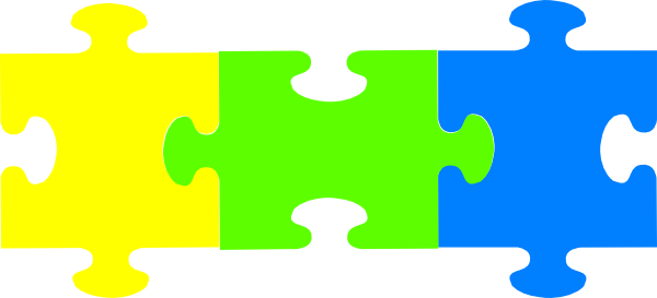 Puzzle Yellow Green Blue - Clip Art (600x273)