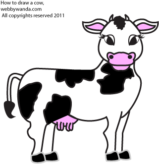Webby Wanda's Cow Science Facts - Cow Cartoon Drawing (356x341)