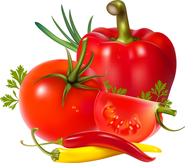 Tomatoes And Peppers - Tomato Pepper Png (600x529)