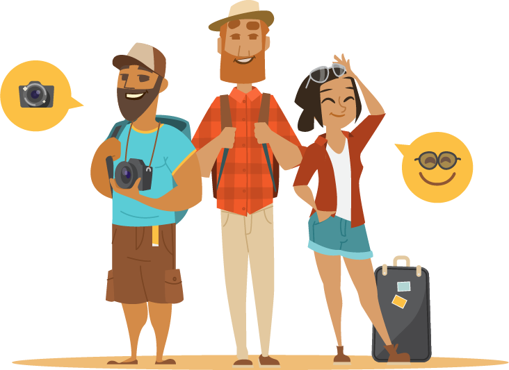 Backpacking Package Tour Tourism Cartoon - Tourist Cartoon Png (732x533)