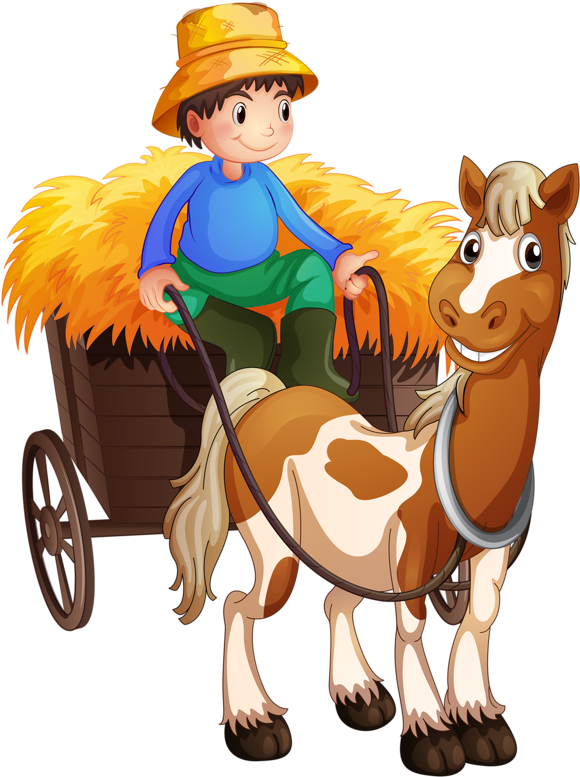 Horse Carriage Cart Clip Art - World Of Horses Coloring Book (671x800)