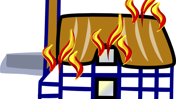 House Catches Fire - Cartoon House On Fire (600x336)