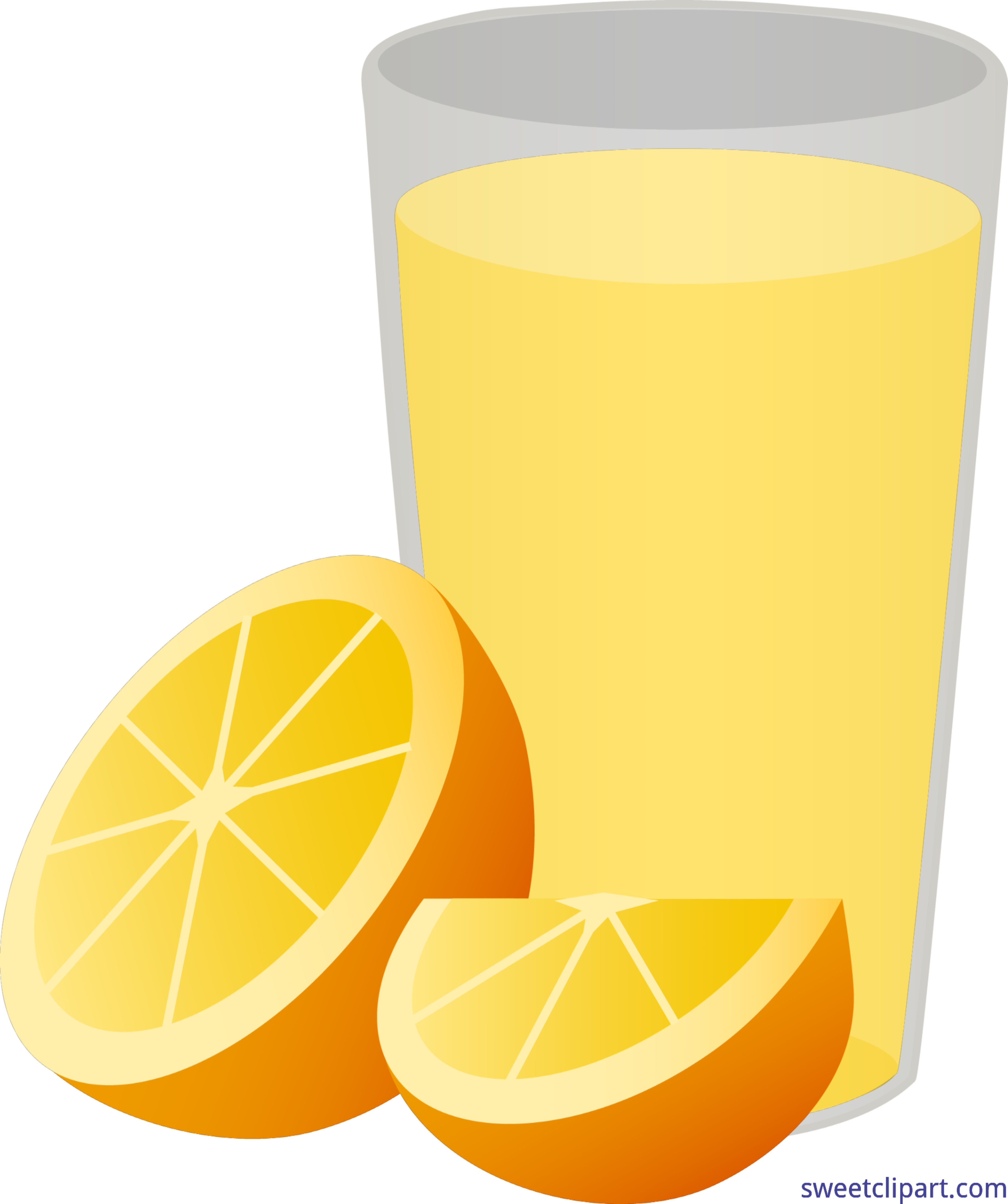 Glass Orange Juice Half Wedge Clip Art Of - Glass Of Orange Juice Clipart (4348x5191)
