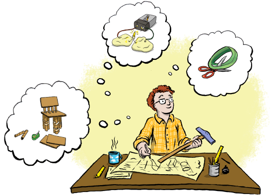 Illustration Of Boy Infront Of Workshop Table With - Building (650x450)
