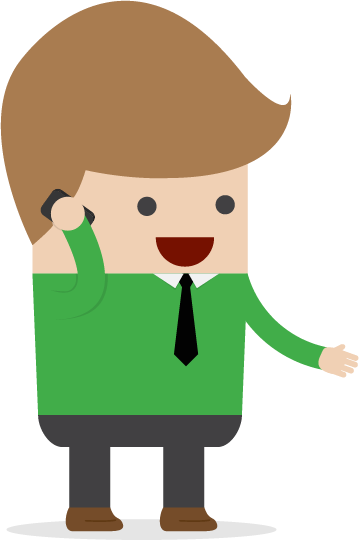Man Green Shirt On Phone - Cartoon (359x540)