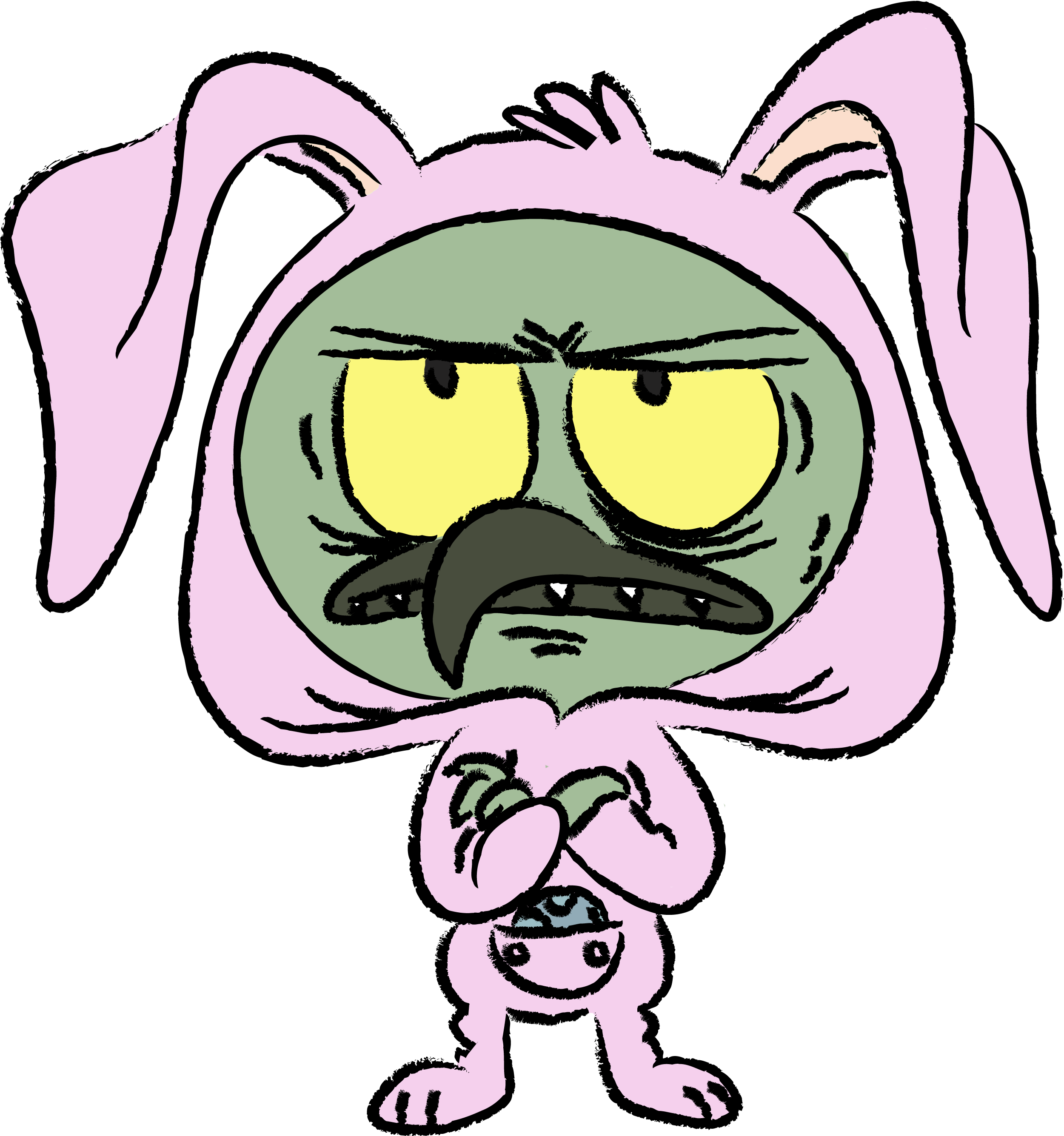 Grumpy Easter Bunny - Cartoon (2622x2780)