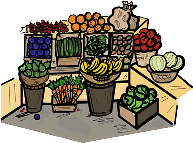 Vegetables Clipart Farmers Market - Fruit And Vegetables Market Clipart (400x301)