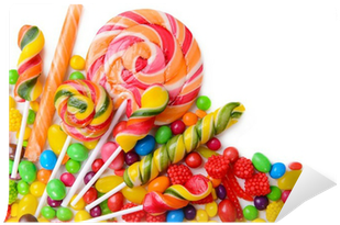 Different Colorful Fruit Candy Close-up Wall Mural - Unhealthy Food Pictures For Kids (400x400)