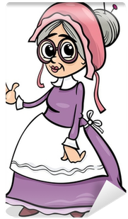 Fairy Tale Grandma Cartoon Illustration Wall Mural - Little Red Riding Hood Grandmother (400x400)