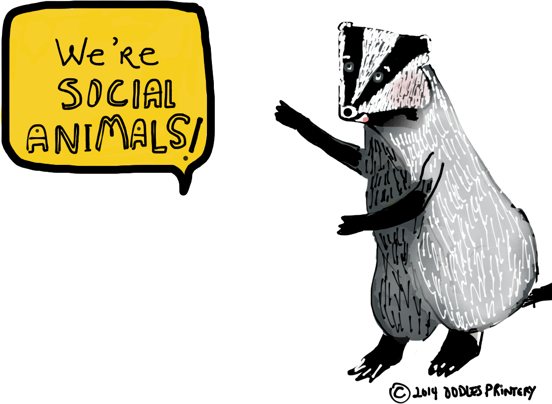 Oodles Printery Badgers Gone Social - Cartoon (1131x973)