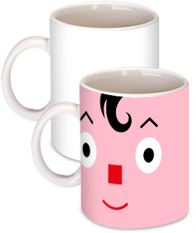 Robot Face White Ceramic Kids Coffee Mug - Mug (284x426)