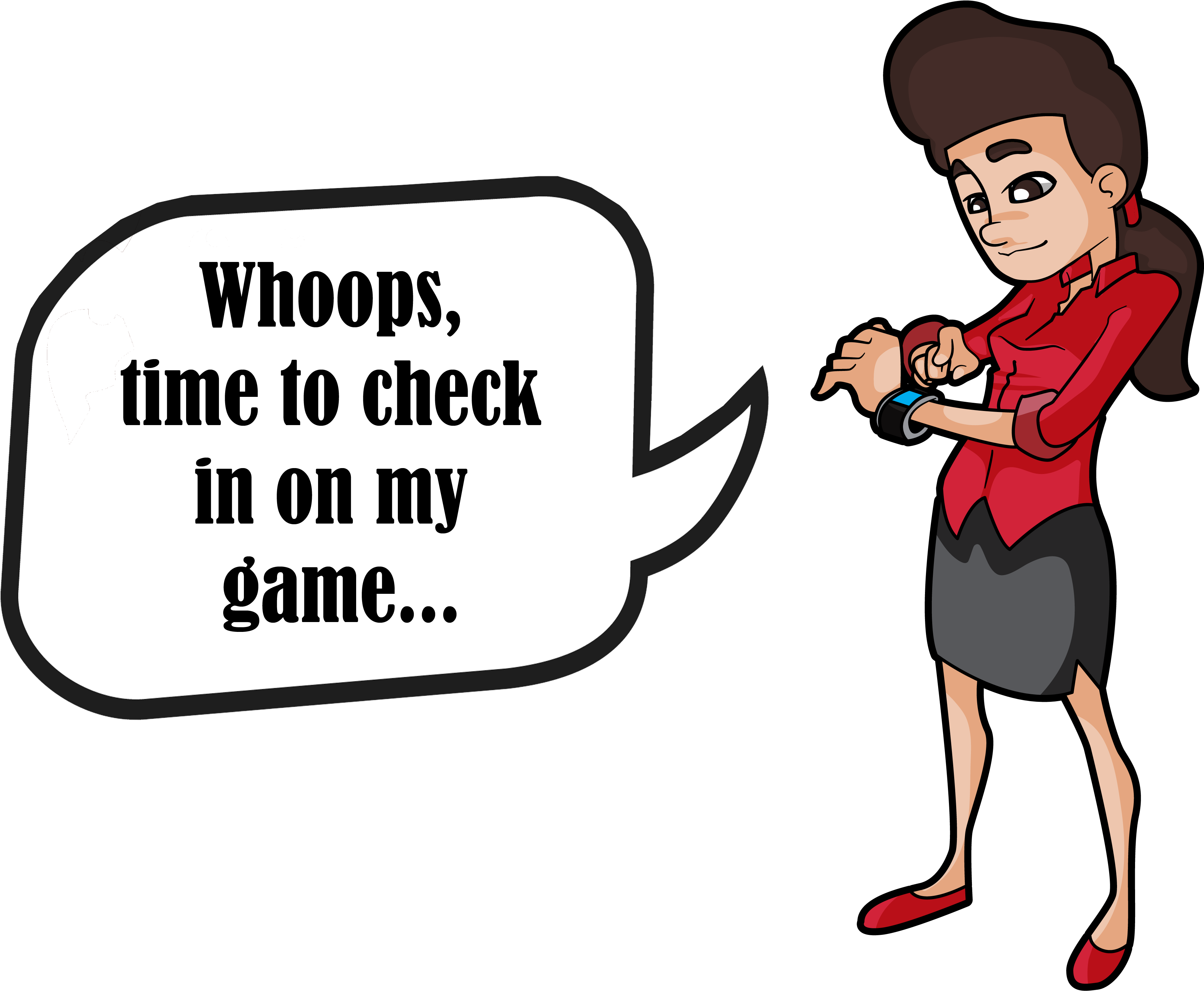 A Woman Checks Her Alarm, Which Reminds Her To Check - Cartoon (5000x3333)