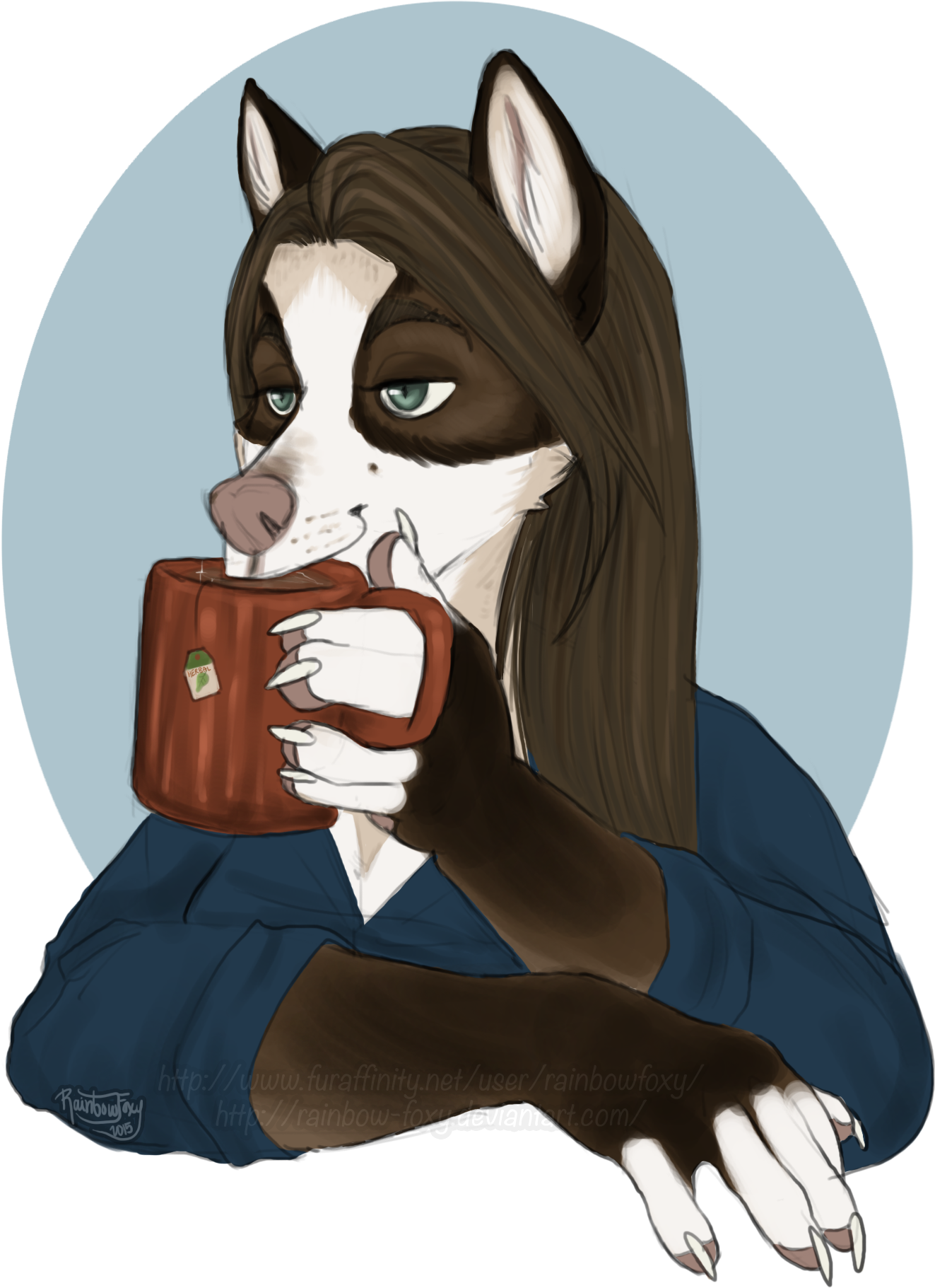 Sippin' Tea - Cartoon (1500x1875)