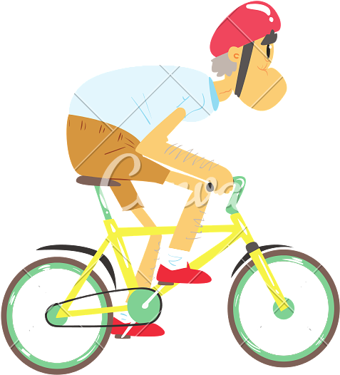 Old Man Riding Bicycle - Vector Graphics (800x800)