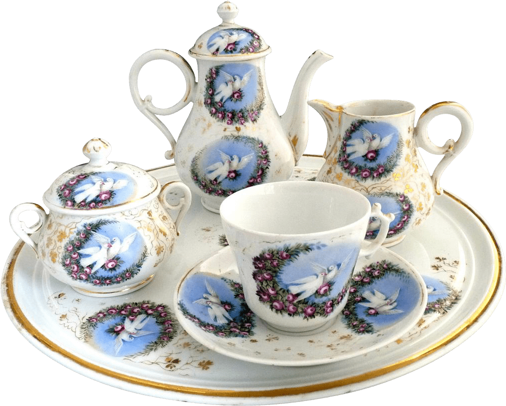 Victorian Porcelain Tea Set Transparent - Tea Cup Set Png (1024x1024)