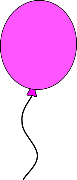 Single Balloon With String Clipart - Pink Balloon With String (258x599)